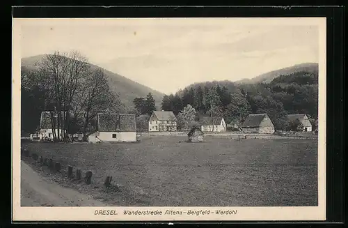 AK Dresel, Häuser an der Wanderstrecke Altena-Bergfeld-Werdohl