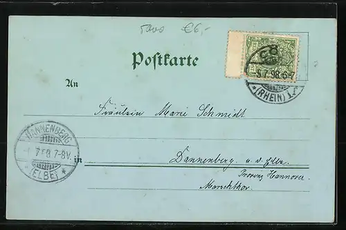 Mondschein-Lithographie Köln a. R., Stadtansicht mit Dom, Rheindampfer