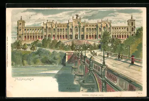 Lithographie München, Blick zum Maximilianeum