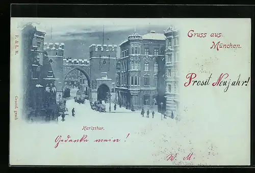 AK München, Karlsthor im Winter