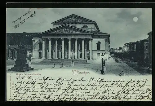 Mondschein-AK München, Hof- und Nationaltheater