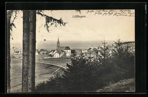 AK Löffingen, Totale vom Berg aus gesehen