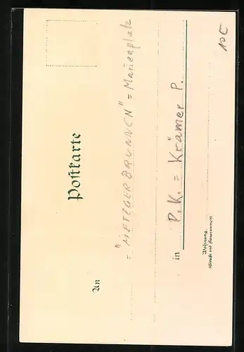 Lithographie München, am Fischbrunnen