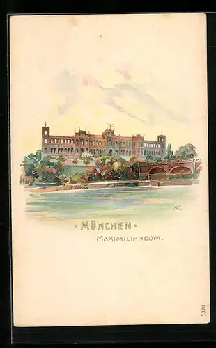 Lithographie München, Blick zum Maximilianeum