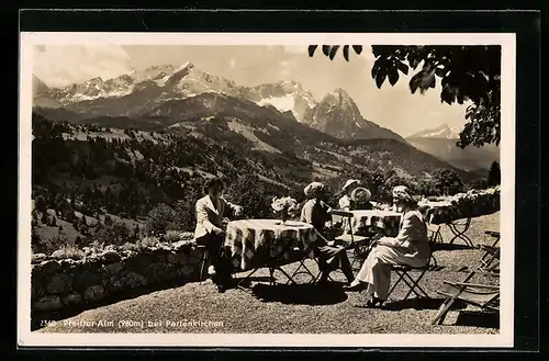 AK Partenkirchen, Gasthaus Pfeifer-Alm, Bergterrasse