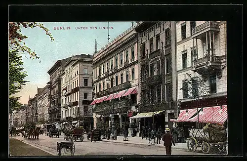 AK Berlin, Unter den Linden mit Geschäften