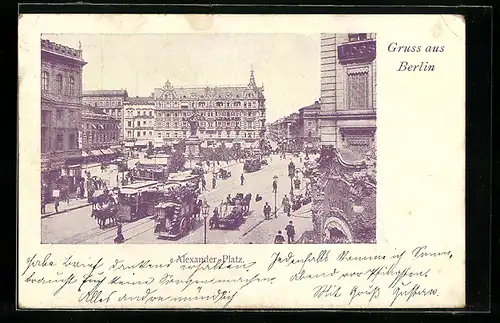 AK Berlin, Alexanderplatz mit Strassenbahnen