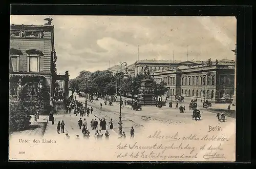 AK Berlin, Unter den Linden, Denkmal des Kaisers Wilhelm II.