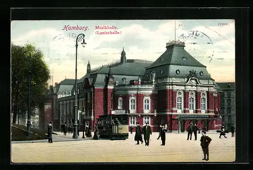 AK Hamburg, Musikhalle-Laeiszhalle mit Strassenbahn