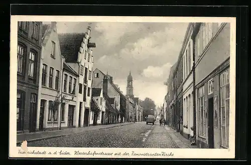 AK Friedrichstadt a. d. Eider, Westerhafenstrasse mit Remonstranten-Kirche