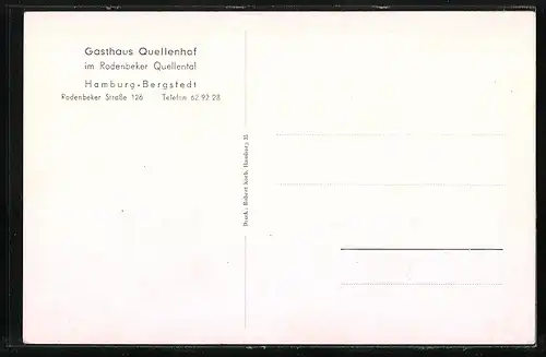 AK Hamburg-Bergstedt, Gasthaus Quellenhof im Rodenbeker Quellental