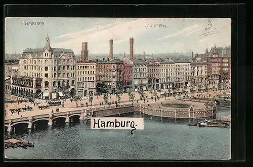 AK Hamburg-Neustadt, Strassenbahn auf dem Jungfernstieg