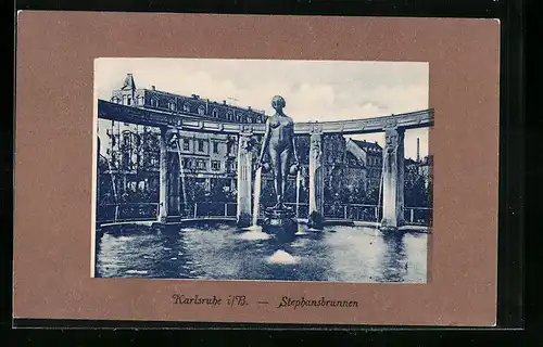 AK Karlsruhe i. B., am Stephansbrunnen
