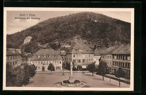 AK Suhl i. Thür., Marktplatz mit Domberg