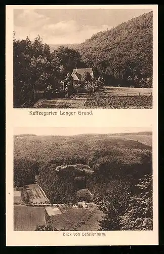 AK Bad Pyrmont, Café Langer Grund, Blick vom Schellenturm