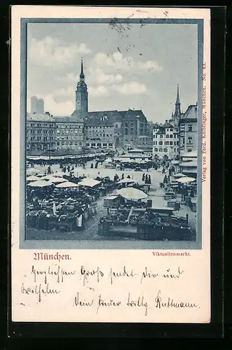 AK München, Victualienmarkt am Markttag
