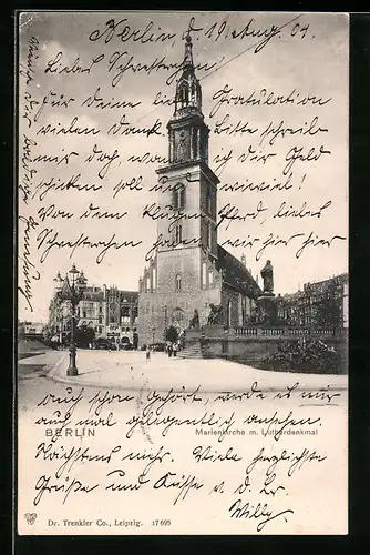 AK Berlin, Marienkirche mit Lutherdenkmal, Neuer Markt