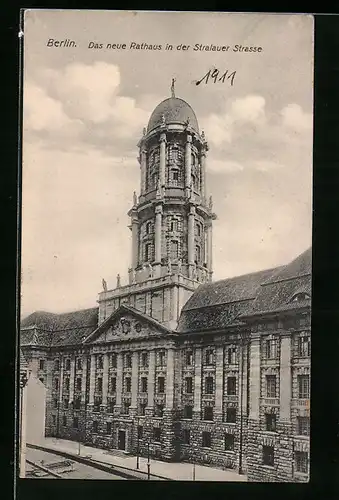 AK Berlin, Neues Rathaus in der Stralauer Strasse