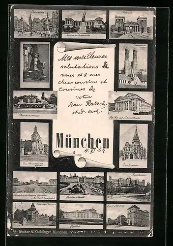 AK München, Gasthaus Löwenbräukeller, Maximilianeum, Kunst-Akademie