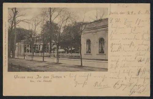 AK Berlin-Tiergarten, Gasthaus In den Zelten 4 C. Demski mit Strasse