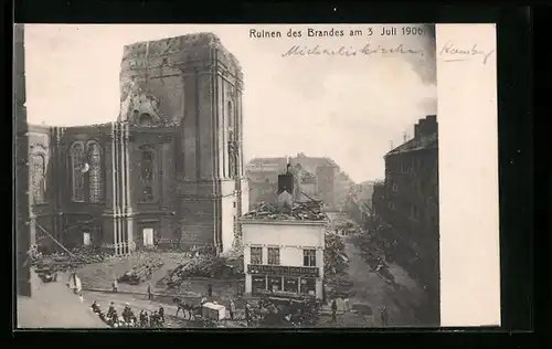 AK Hamburg-Neustadt, Ruinen des Brandes vom 03. Juli 1906