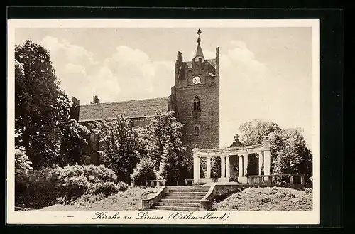 AK Linum /Osthavelland, Kirche mit Denkmal-Anlage