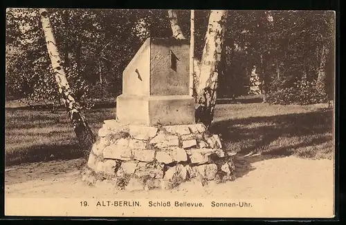 AK Alt-Berlin-Tiergarten, Schloss Bellevue, Sonnen-Uhr