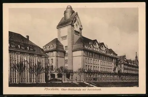 AK Pforzheim, Ober-Realschule mit Reichsbank