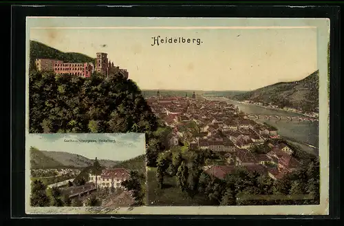 AK Heidelberg / Neckar, Totale mit Schloss, Gasthaus Hirschgasse