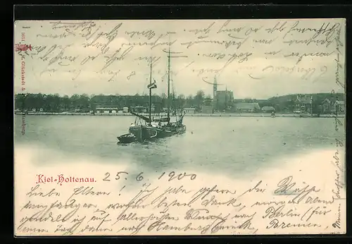 AK Kiel-Holtenau, Panorama vom Meer aus gesehen