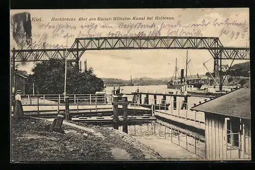 AK Kiel-Holtenau, Hochbrücke über den Kaiser Wilhelm-Kanal