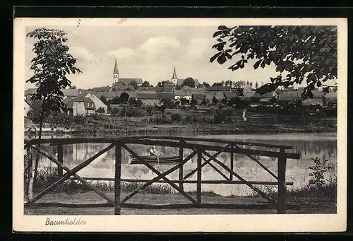 AK Baumholder, Malerische Uferpartie mit Blick auf den Ort