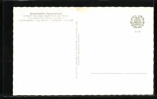 AK Rüdesheim am Rhein, Gasthof Rüdesheimer Bauernstube, Kaminzimmer