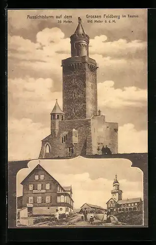 AK Feldberg /Taunus, Aussichtsturm mit den drei Gasthäusern