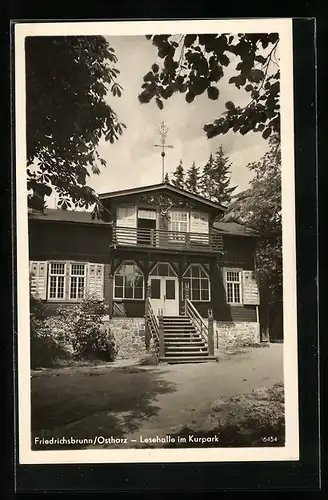 AK Friedrichsbrunn / Ostharz, Lesehalle im Kurpark