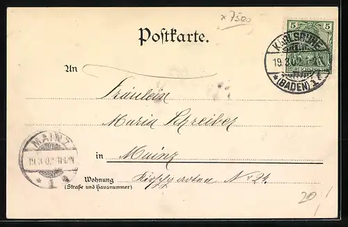 AK Karlsruhe, Strassenpartie mit Grenadierkaserne