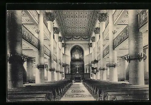 AK Karlsruhe, Evang. Stadtkirche, Innenansicht
