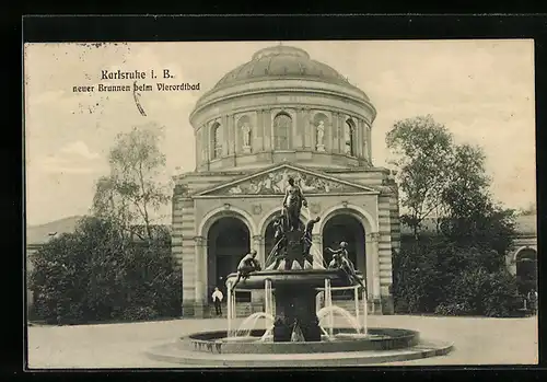 AK Karlsruhe i. B., Neuer Brunnen beim Vierordtbad