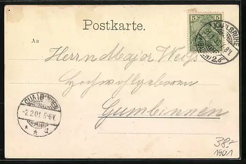 AK Karlsruhe, Gottesau, Artilleriekaserne mit Strasse