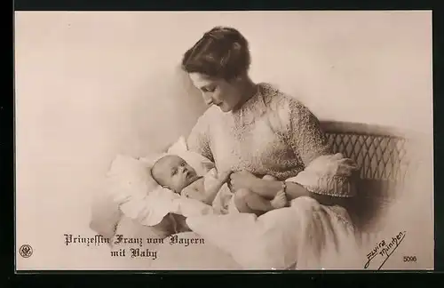 AK Prinzessin Franz von Bayern mit ihrem Baby