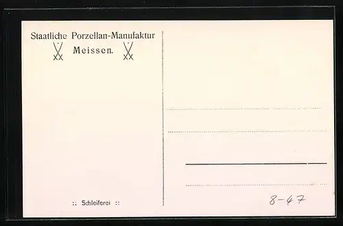 AK Staatliche Porzellan-Manufaktur Meissen, Schleiferei