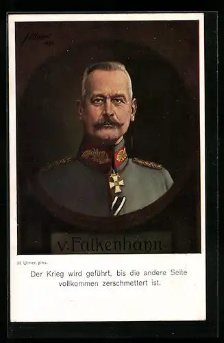 Künstler-AK Portrait von General von Falkenhayn mit Orden