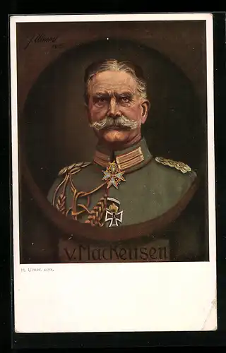 Künstler-AK Eberhard von Mackensen, Portrait des Heerführers mit Eisernem Kreuz