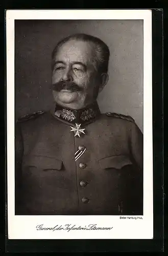 AK Portrait vom General der Infanterie Litzmann in Uniform mit Pour le Merite