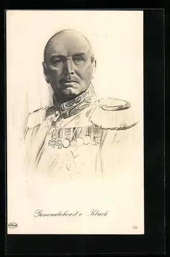 Künstler-AK Generaloberst v. Kluck in Uniform mit Epauletten