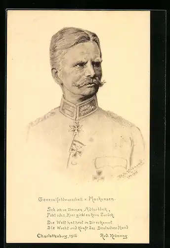 AK Generalfeldmarschall von Mackensen, Portrait in Uniform