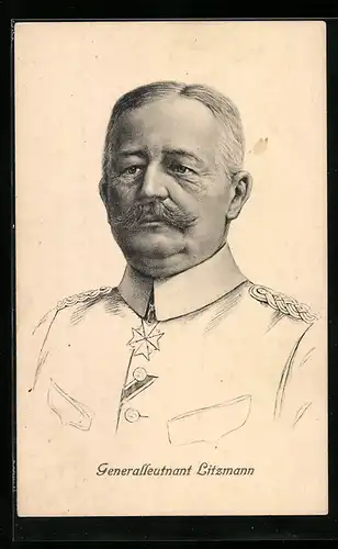 AK Generalleutnant Litzmann, Portrait in Uniform