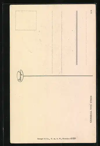 Künstler-AK Heerführer General von Stein in Uniform mit Eisernem Kreuz