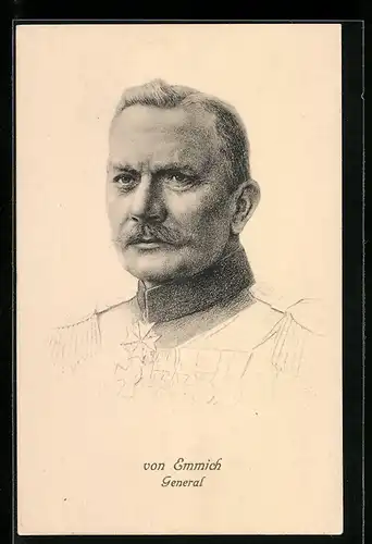 AK Portrait von General vom Emmich mit Pour le Merite und Eisernes Kreuz, Orden