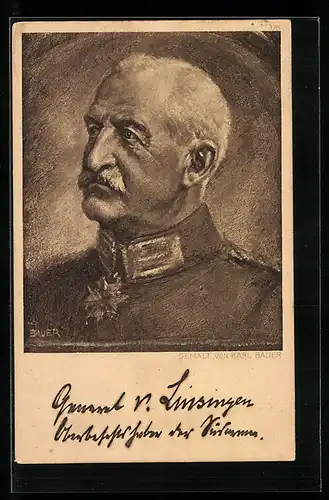 Künstler-AK Heerführer General von Linsingen in Uniform